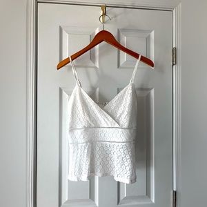 FRANCESCA’S Mi Ami White Lacey Spaghetti Strap Top - Size XL